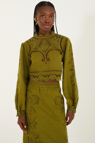 Majestic Garden Green Richelieu Blouse