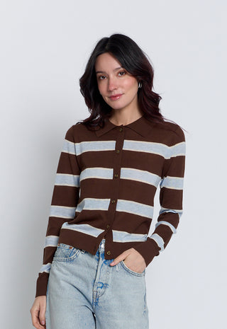 Quinn Striped Sheer Button Up Cardigan