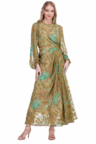 Side Drape Pleated Maxi