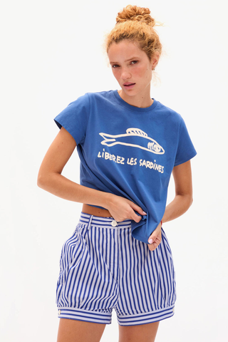Classic Tee - Liberez les Sardines in French Blue
