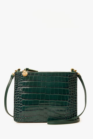 Margot Double Sac Bretelle Autumn Croco in Deep Pine