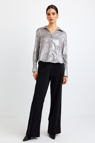 Flowy Wide Collar Button Down