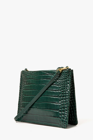 Margot Double Sac Bretelle Autumn Croco in Deep Pine