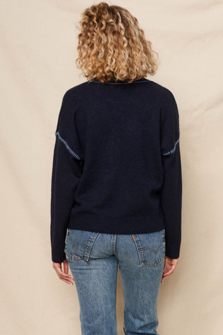 Crew Sweater With Baseball Stitching
