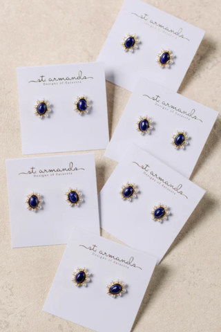 Blue Lapis Pearl Stud