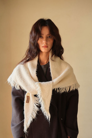 Solid Wool Blend Triangle Scarf