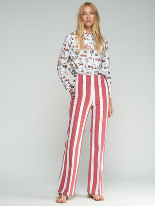 Carlota Coral Stripe Palazzo Pant