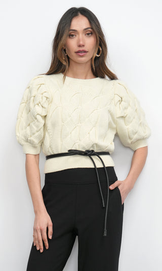 Hallie Cable Knit Puff Sweater