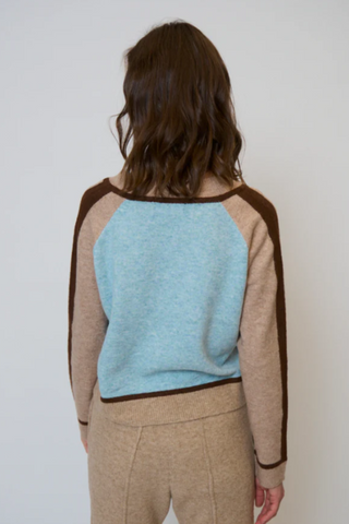 Ash Color Blocked V Neck