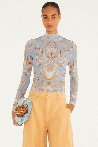 Blooming Garden Light Blue Jersey Blouse
