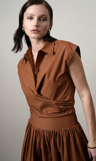 Eloise Wrap Front Poplin Top