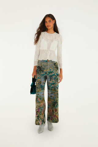 Tulle Embroidery Long Sleeve Blouse