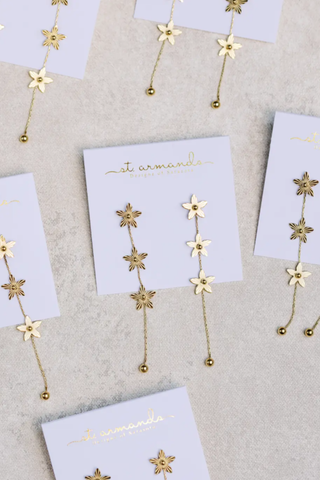 Gold Flower Duster Drop Earrings
