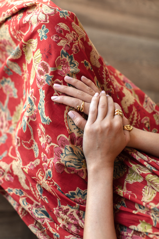 Smocked Maxi Skirt in Pompeian Blooms