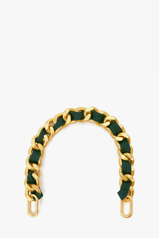 Shortie Strap- Grosgrain Curb Chain in Evergreen