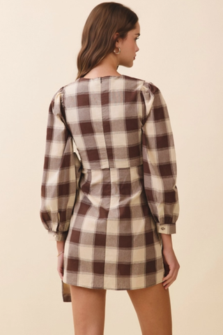 Plaid Wrap Mini Dress