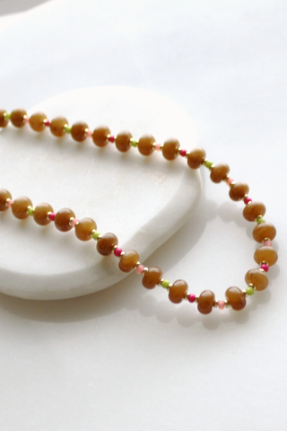 Saddle Stone Necklace - Darker Brown