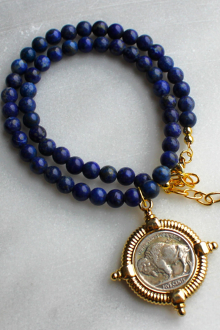 Buffalo Lapis Beaded Necklace