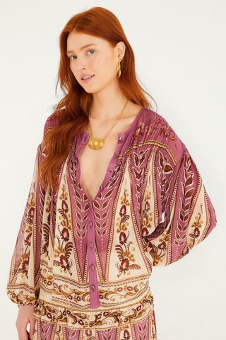 Delicate Ainika Sand Smocking Blouse