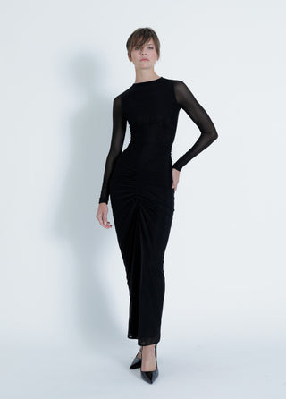 Ariana Mesh Solid Maxi Dress
