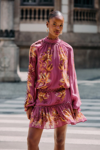 Delicate Chintz Pink Mini Dress