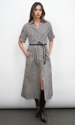 Vanisa Stripe Midi Shirt Dress