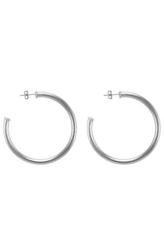 Petite Everybody's Favorite Hoops In Brushed Silver