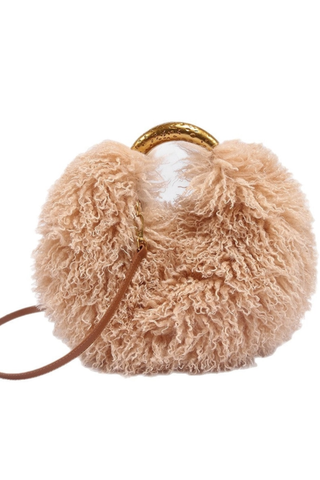 Trendy Fluffy Fur Solid Color Crossbody Bag  - Medium Coffee