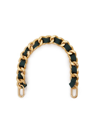 Shortie Strap- Grosgrain Curb Chain in Evergreen