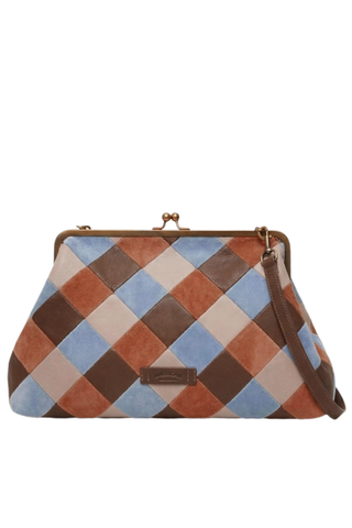 Grace Oversized Clutch W/ Strap - Espresso Patchwork