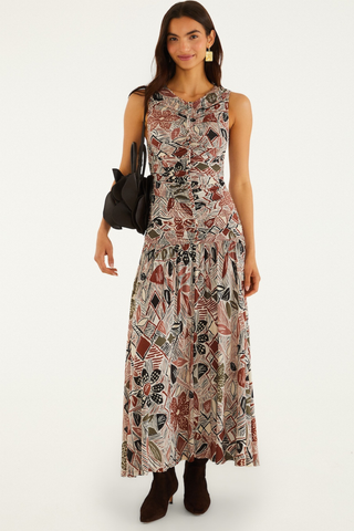 Rustic Flowers Sleeveless Maxi Dress