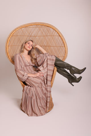Folklore Frailty Whisper Dress in Brown