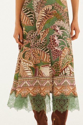 Dotted Foliage Green Maxi Dress