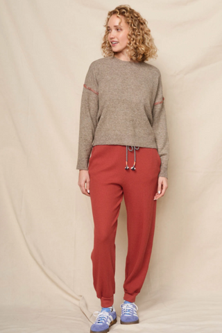 Crew Sweater With Baseball Stitching