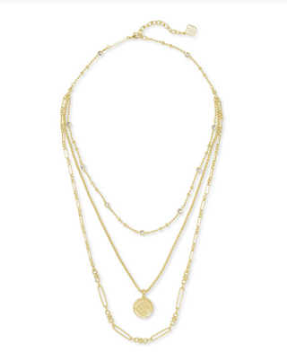 Medallion Coin Triple Strand Necklace