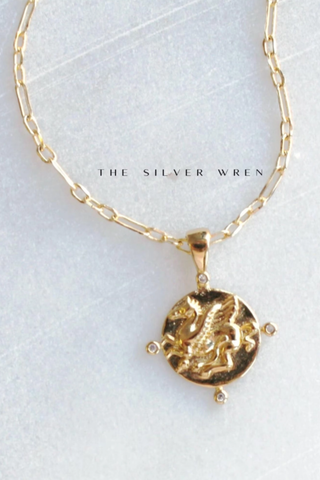 Pegasus Gold Coin Pendant Necklace - 16 Inch