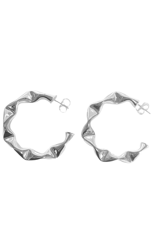 Large Wrinkled Hoops - Silver Plated