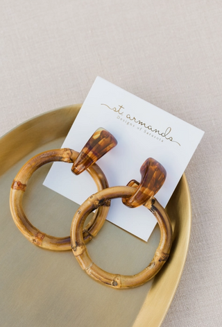 Dark Brown Bamboo Statement Earrings