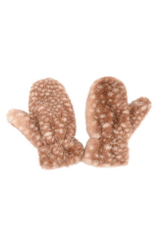 Cute Elk Spotted Plush Warm Mitten Gloves - Khaki