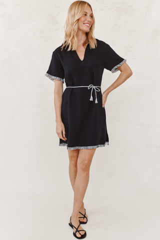 Short Sleeve Fray Edge Mini Dress