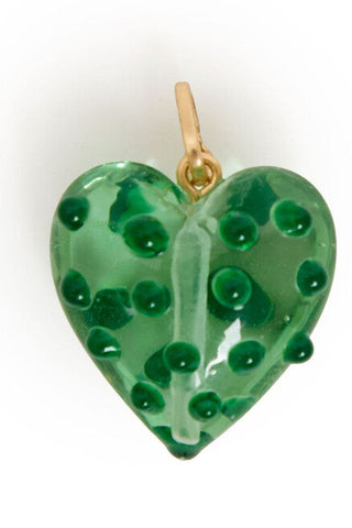 Polka Dot Heart Charm- Mint