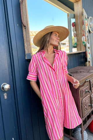Lucía Pink Riviera Stripe Dress