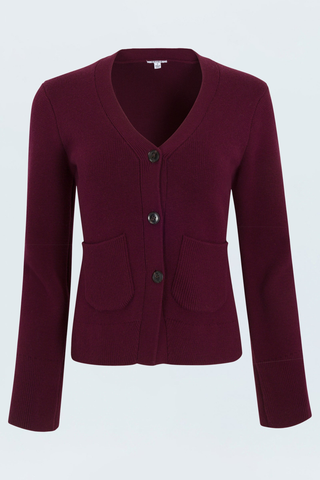 Aeron V-Neck Cardigan Sweater in Claret