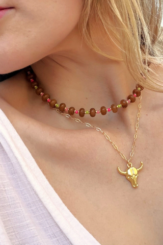 Saddle Stone Necklace - Darker Brown
