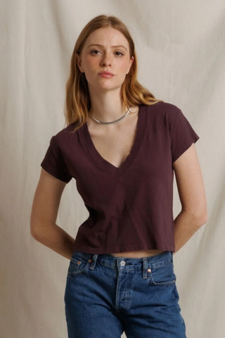 Alanis Recycled Cotton  V Neck Tee