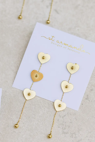 Gold Heart Duster Drop Earrings
