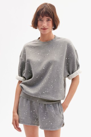 Short Sleeve Oversized Sweatshirt - Splatter