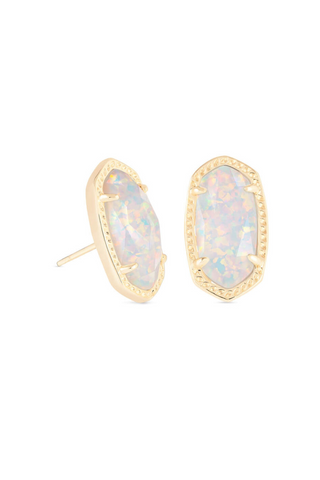 Ellie Stud Earring In White Opal