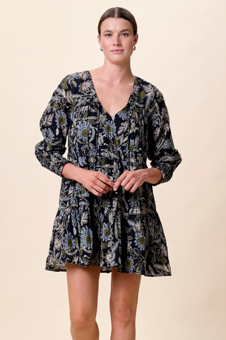 Raquel Mini Dress in Dark Magnolia Floral