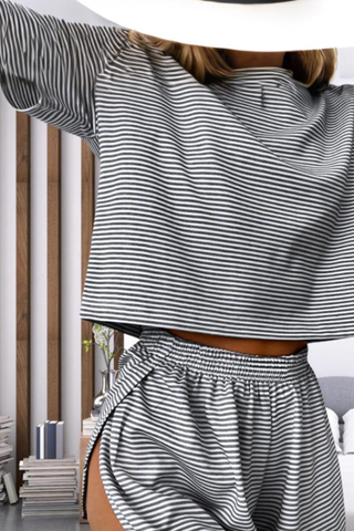 Short Sleeve Striped Pajama Set